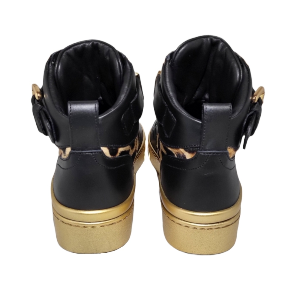 SOLD Moschino Genuine Calf Hair Detail Hi Top Basket Animal Print Sneakers - Picture 9 of 12
